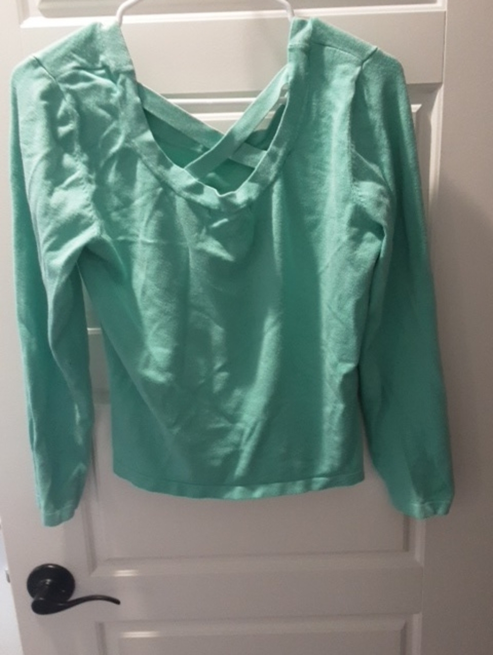 Willi Smith Mint Green Crisscross-Back Long Sleeve Top